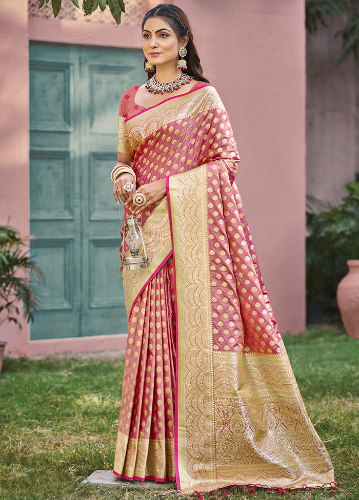 Pink Spun Silk Saree With Blouse Piece Outlet