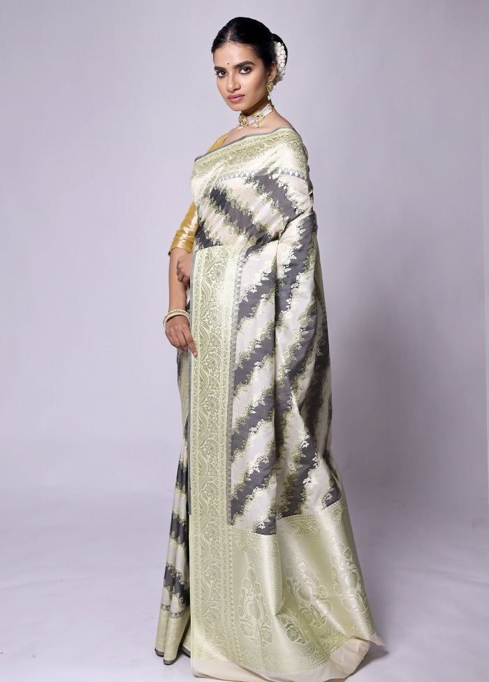 Grey Uppada Silk Saree With Blouse Piece Discount With Mastercard