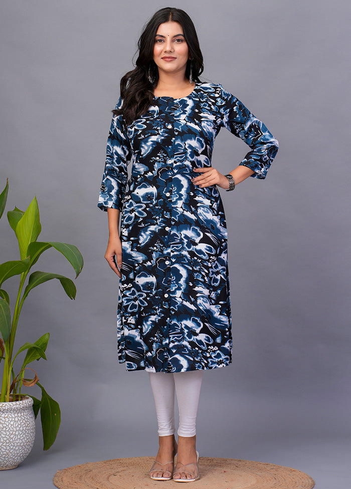 Blue Readymade Rayon Kurti Cheap 100% Authentic