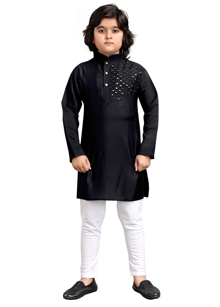 Black Viscose Kurta Pajama Set Sale With Mastercard