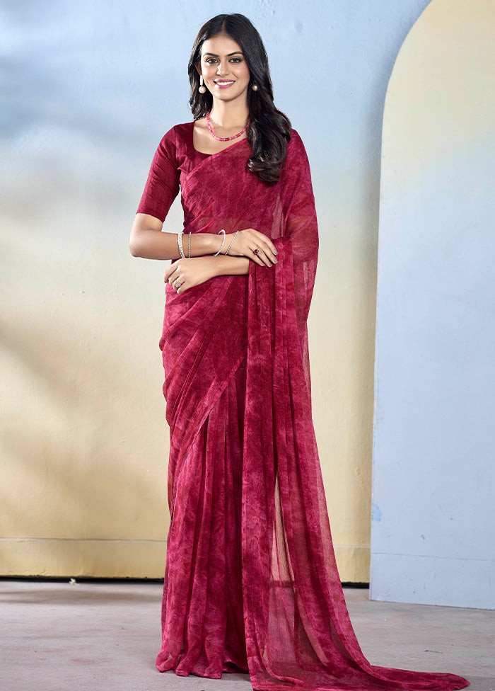 Burgundy Georgette Saree With Blouse Piece Pay With Paypal Online