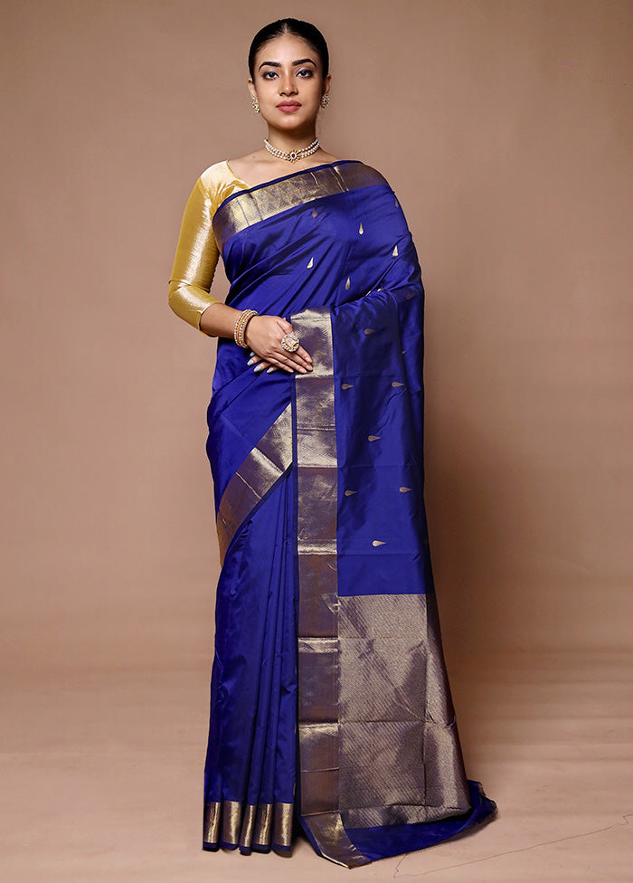 Blue Kanjivaram Silk Saree With Blouse Piece Sale Release Dates