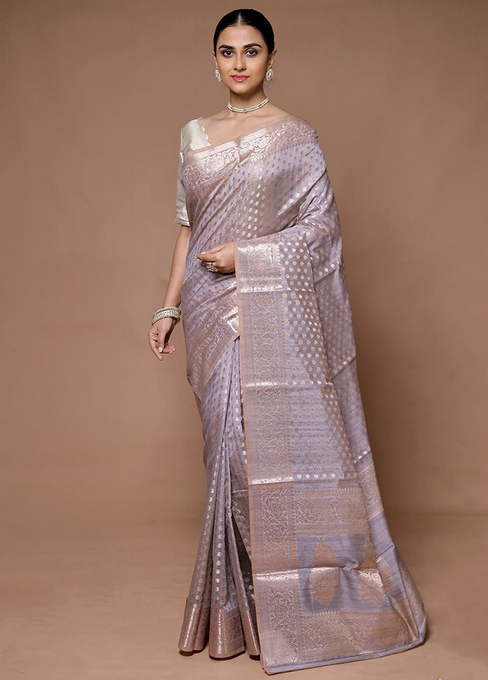 Grey Kora Silk Saree With Blouse Piece Cheap Pice Outlet