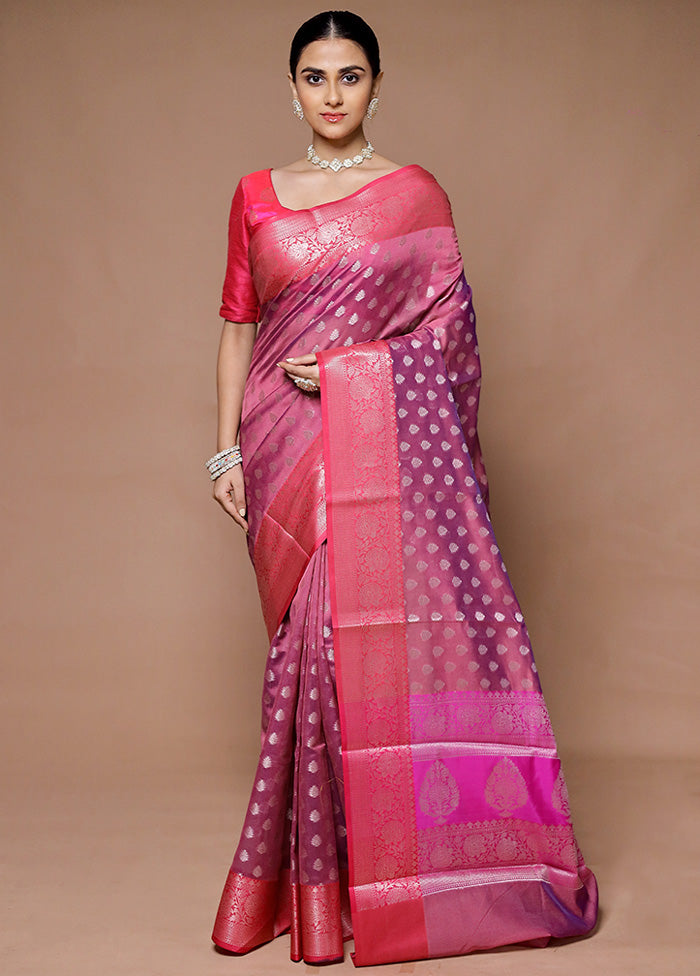 Pink Kora Silk Saree With Blouse Piece Footlocker Pictures Online