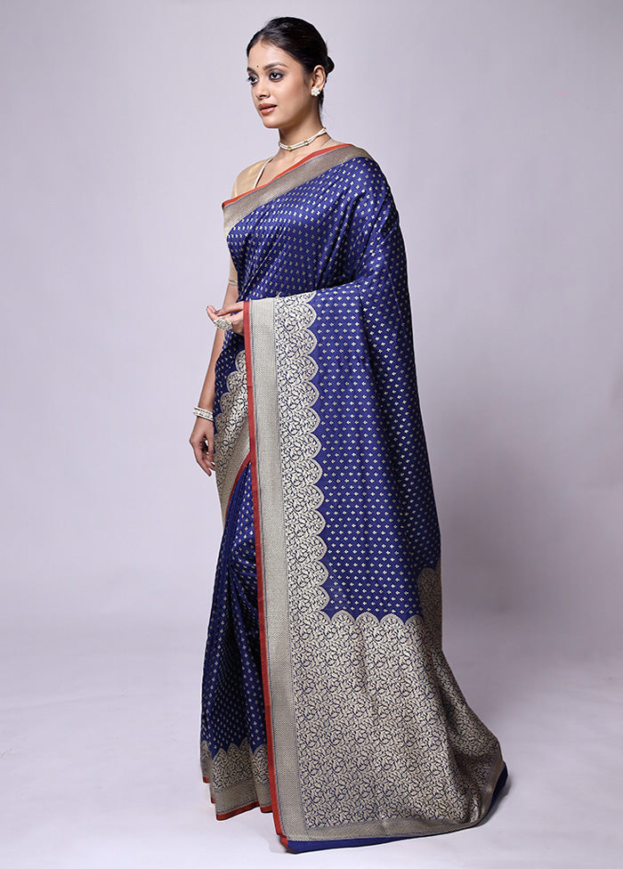 Blue Dupion Silk Saree With Blouse Piece Websites Cheap Pice