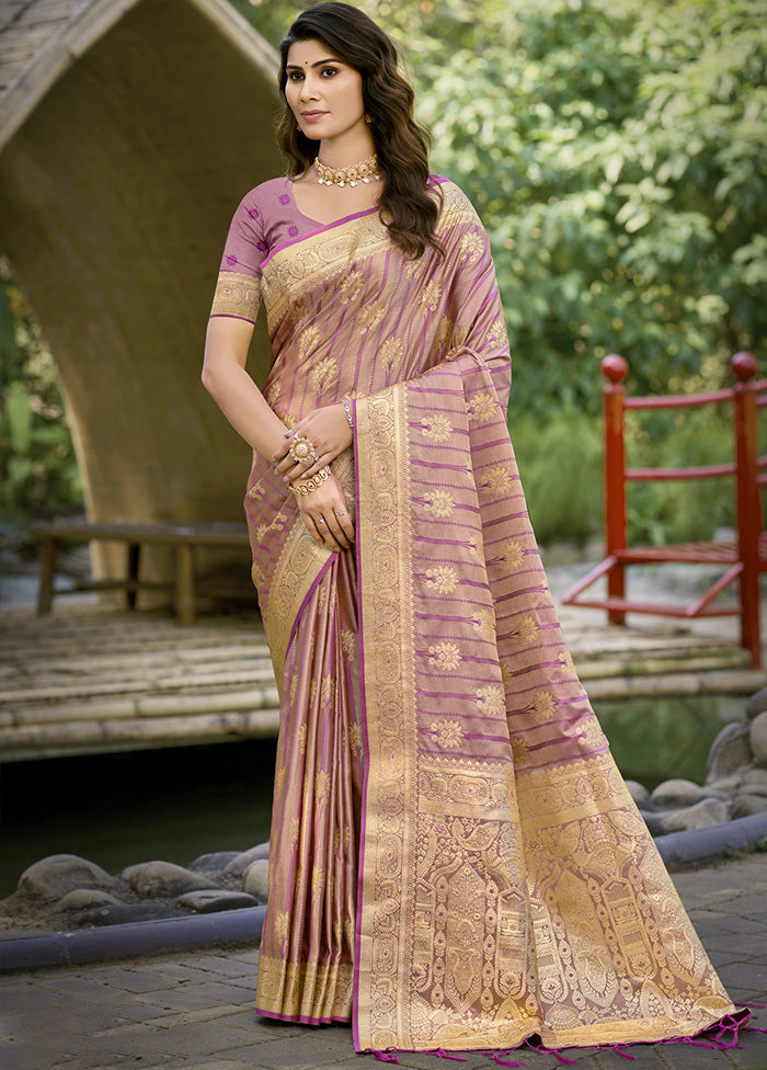 Pink Spun Silk Saree With Blouse Piece Cheap Shop