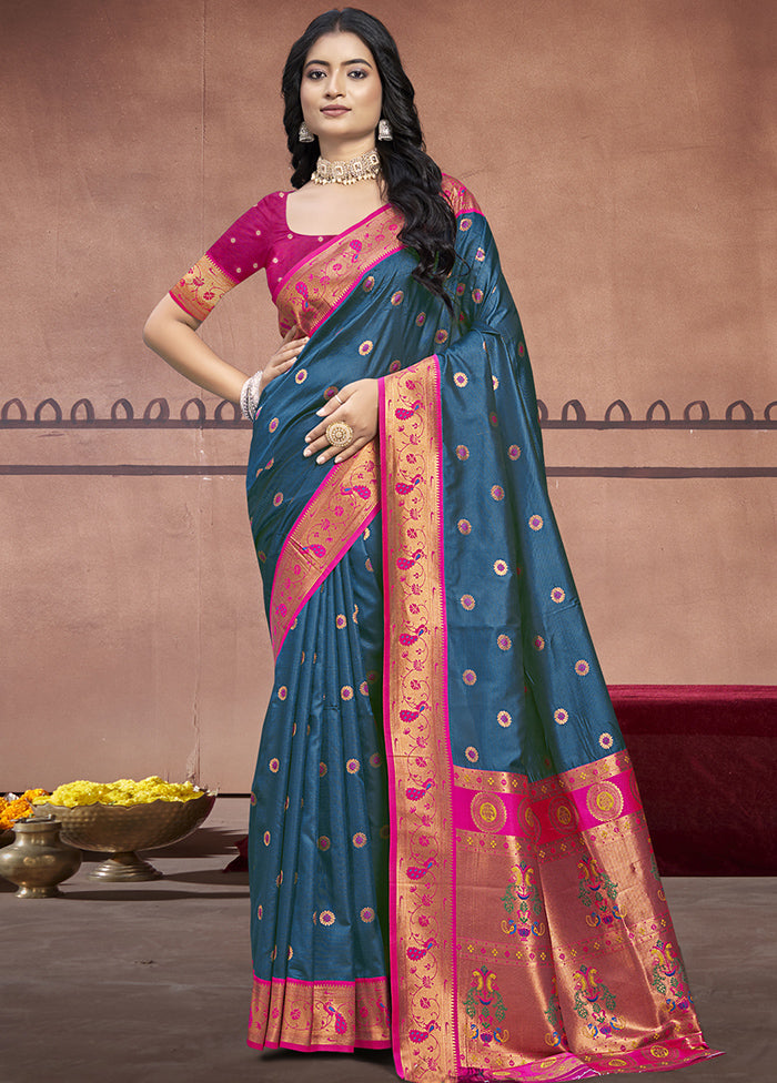 Rama Dupion Silk Saree With Blouse Piece Buy Cheap With Paypal