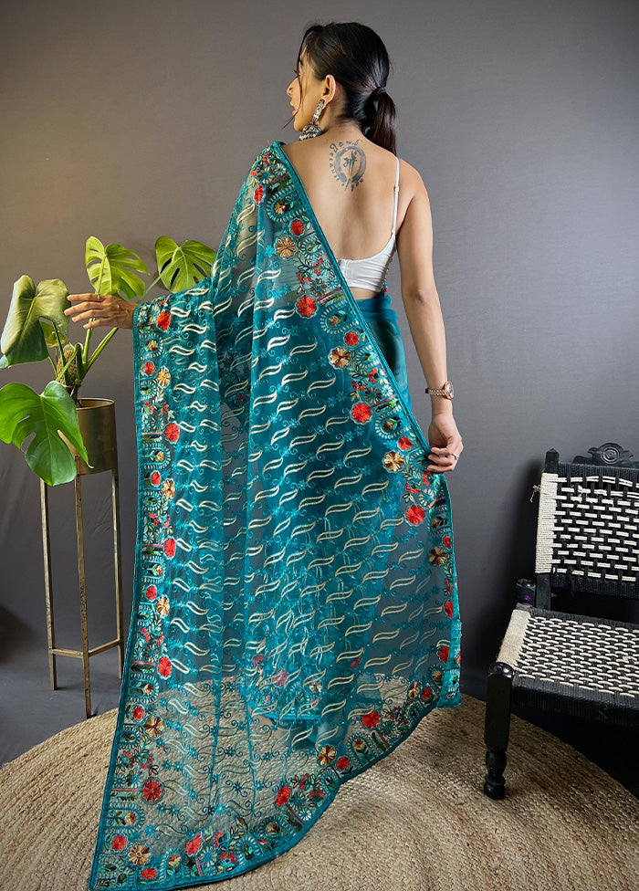 Rama Net Net Saree With Blouse Piece Outlet 2025