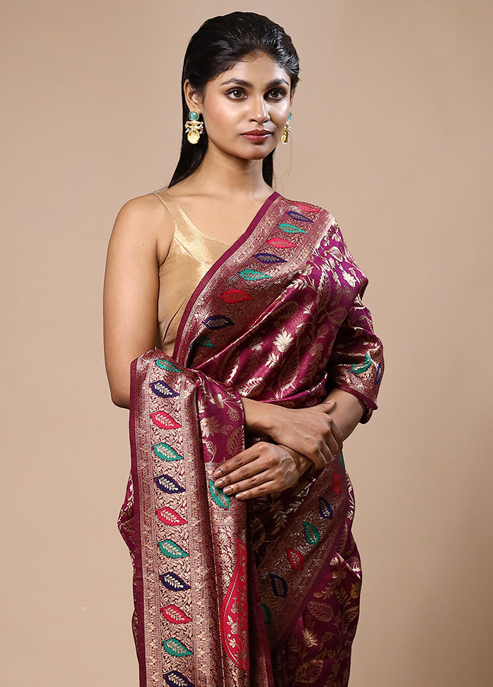 Wine Dupion Silk Saree With Blouse Piece Best For Sale