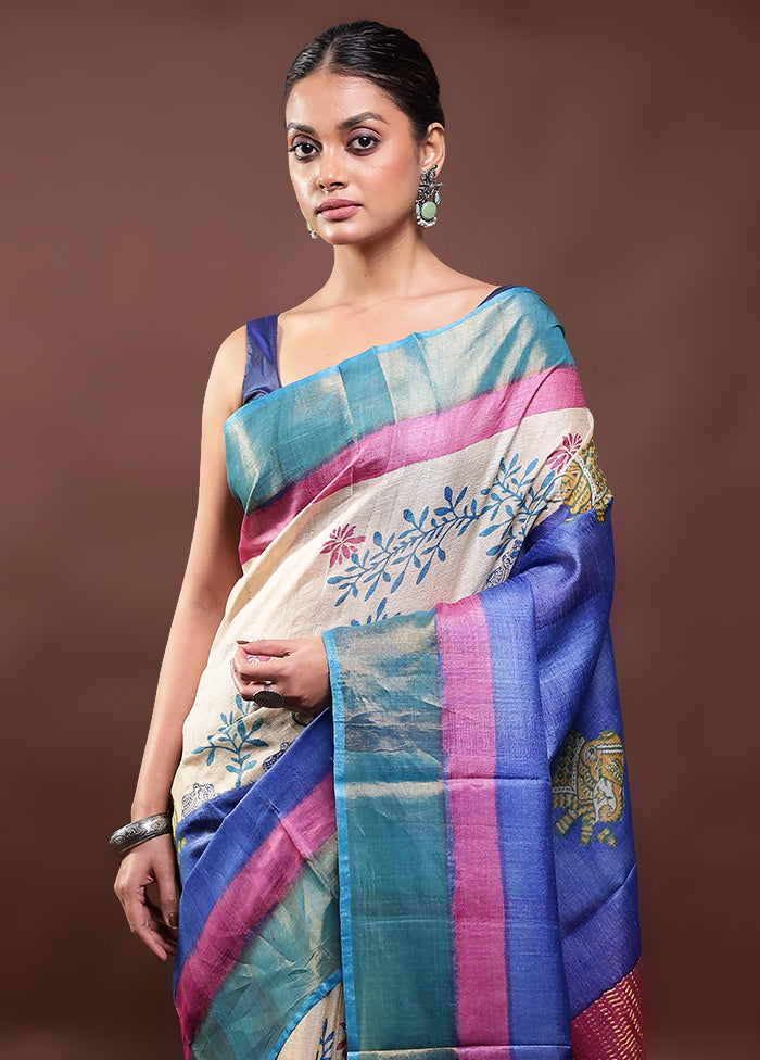 Multicolor Tussar Silk Saree With Blouse Piece Buy Cheap Visit