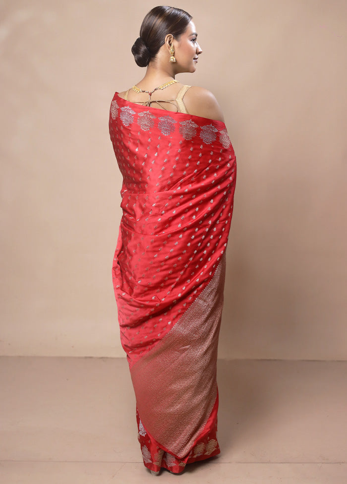 Red Katan Silk Saree With Blouse Piece Discount Cost