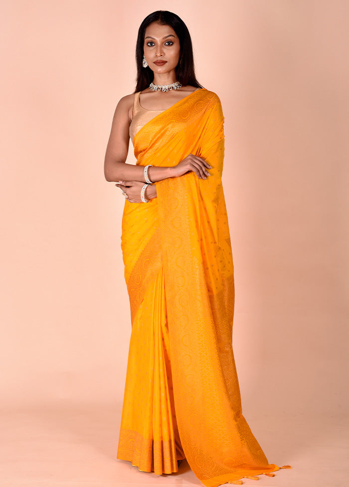 Yellow Georgette Saree With Blouse Piece From China Free Shipping Low Pice