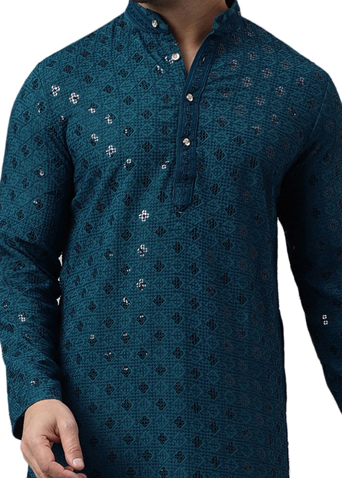 Green Silk Embroidered Kurta Cheap Sale Newest