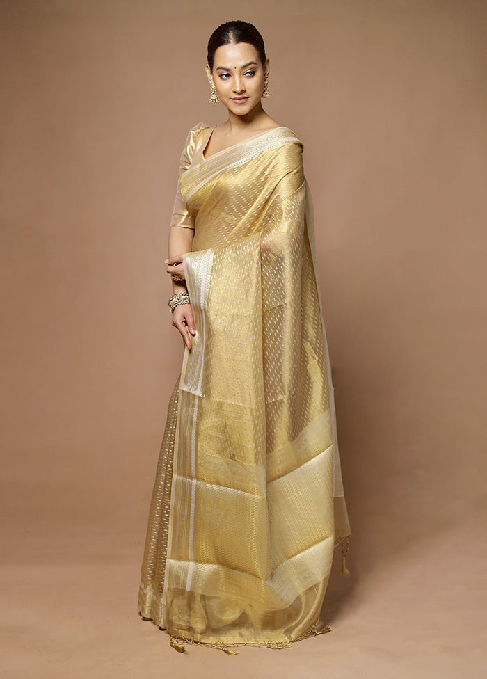 Golden Tissue Silk Saree With Blouse Piece Buy Cheap Visit