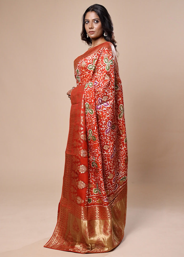 Red Tussar Silk Saree With Blouse Piece Top Quality For Sale