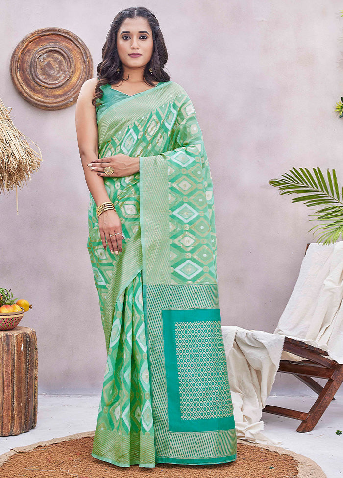 Green Banarasi Silk Saree With Blouse Piece Sale Lowest Pice