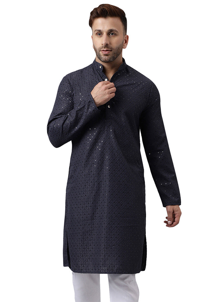 Black Silk Embroidered Kurta Buy Cheap For Nice