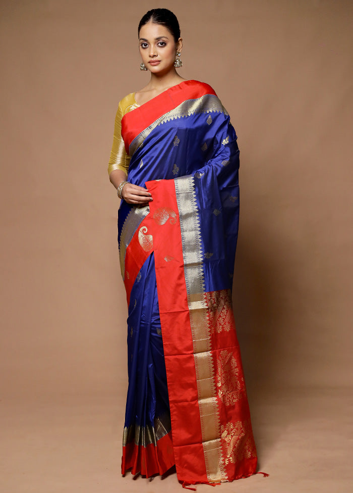 Blue Kanjivaram Silk Saree With Blouse Piece Free Shipping Wiki