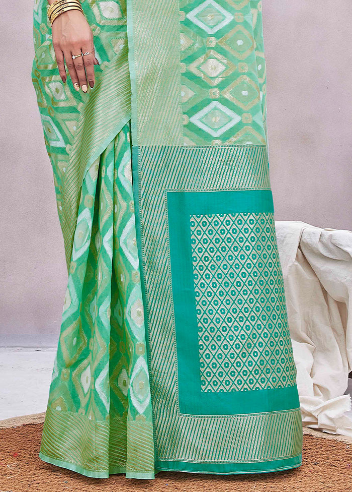 Pista Green Spun Silk Saree With Blouse Piece View Cheap Pice