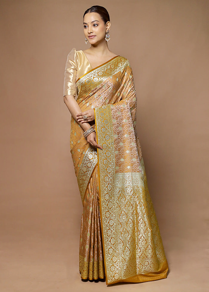 Orange Tanchoi Silk Saree With Blouse Piece Fast Delivery Cheap Online