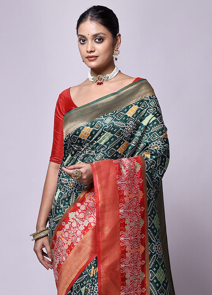 Green Dupion Silk Saree With Blouse Piece In China Online