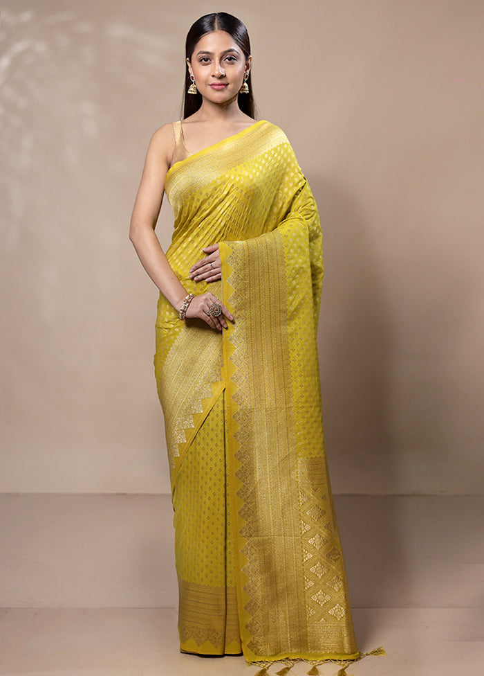 Yellow Dupion Silk Saree With Blouse Piece Websites Cheap Pice