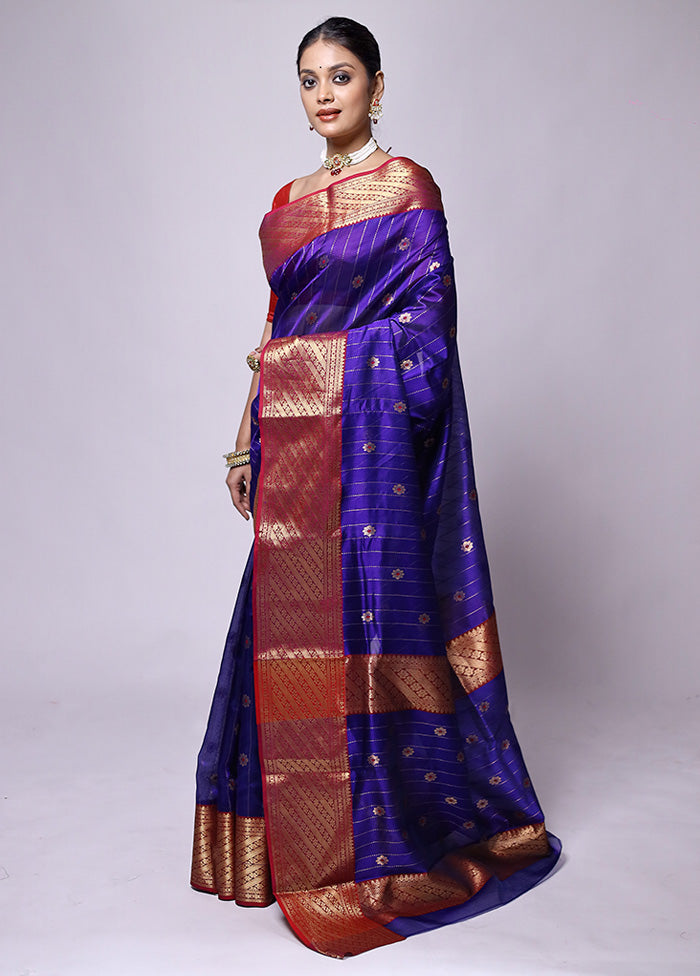 Blue Handloom Chanderi Pure Cotton Saree With Blouse Piece Clearance Largest Supplier