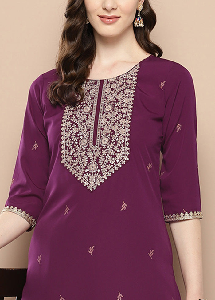 2 Pc Burgundy Readymade Silk Kurti Set Outlet Amazon