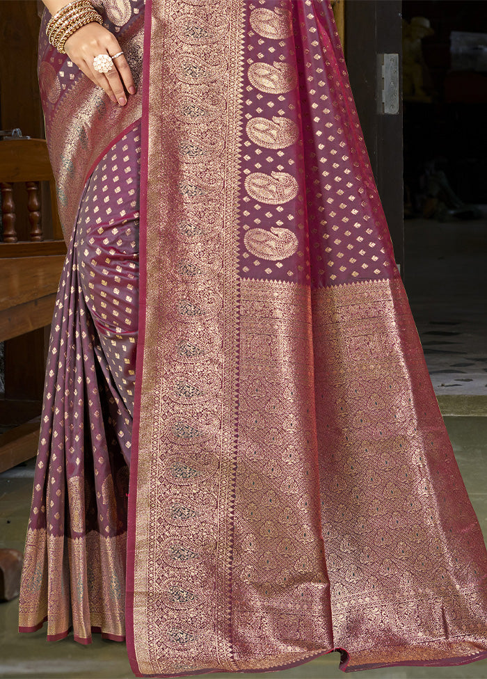 Purple Spun Silk Saree With Blouse Piece Online Cheap Online