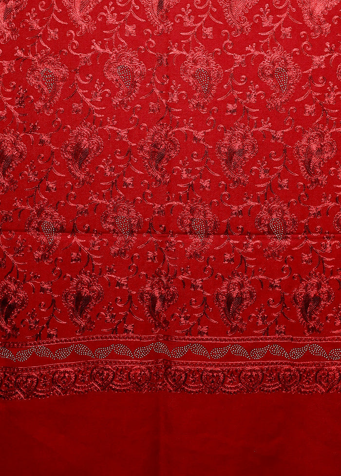 Red Butta Work With Zari Woven Border Shawl Latest Collections For Sale