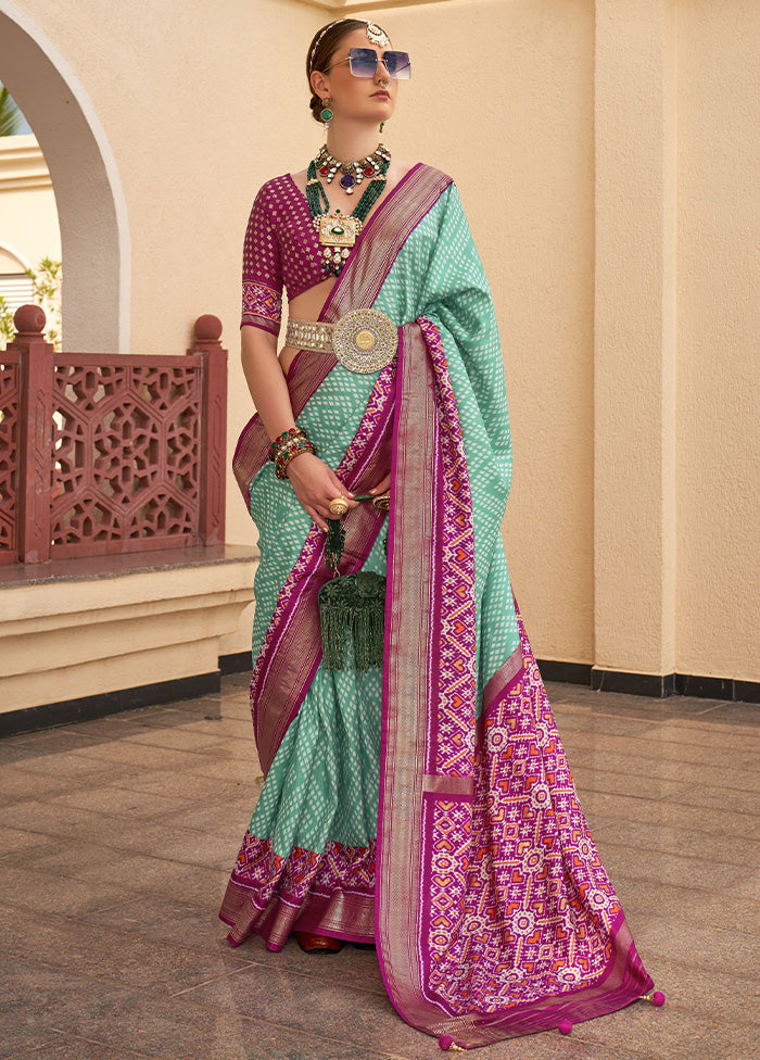 Sea Green Dupion Silk Saree With Blouse Piece Outlet Exclusive