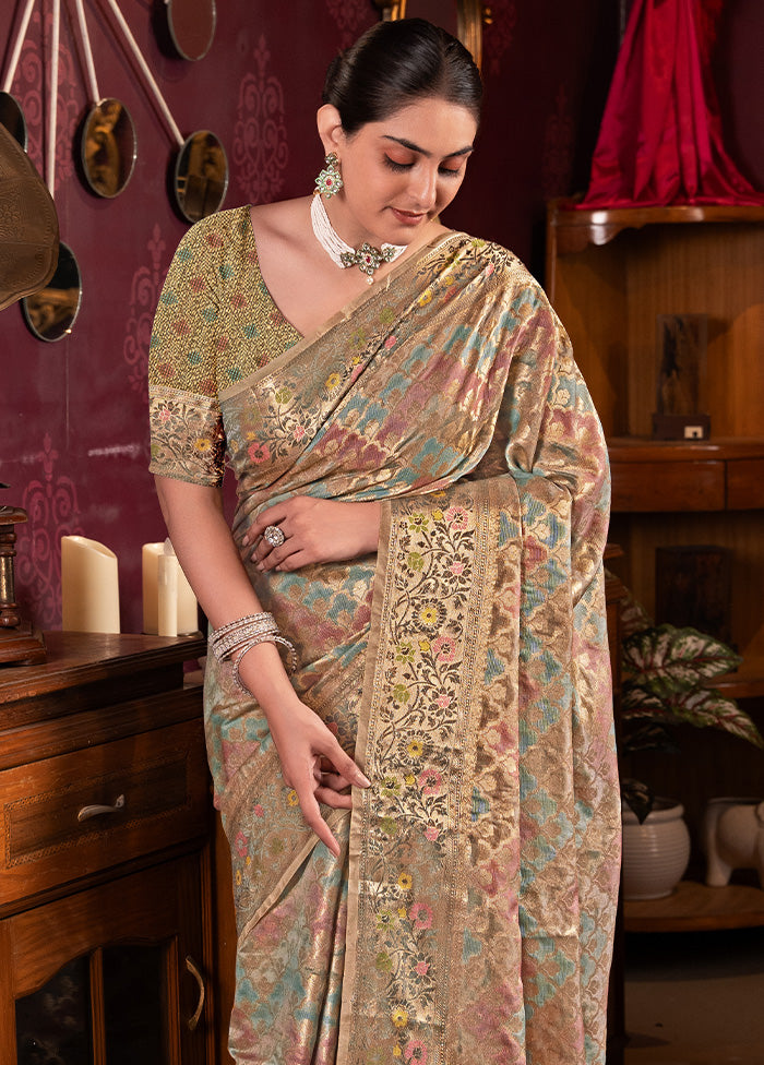 Grey Spun Silk Saree With Blouse Piece Eastbay Online