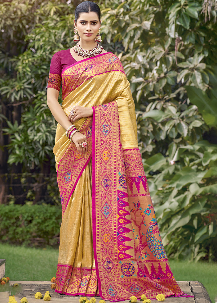 Beige Dupion Silk Saree With Blouse Piece Cheap Lowest Pice