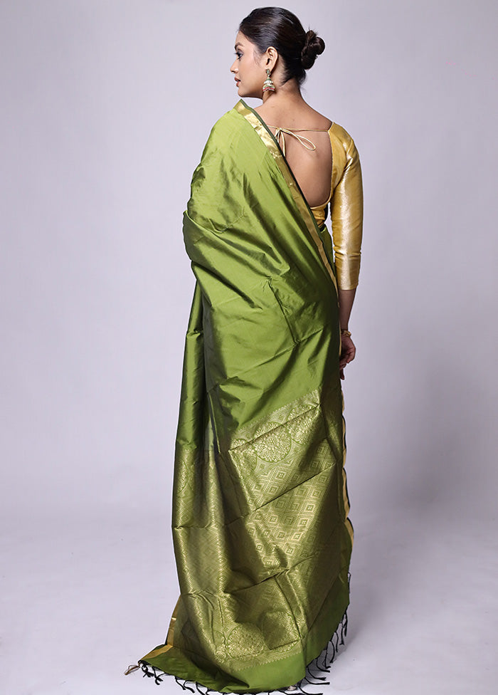 Green Kanjivaram Silk Saree With Blouse Piece Outlet For You