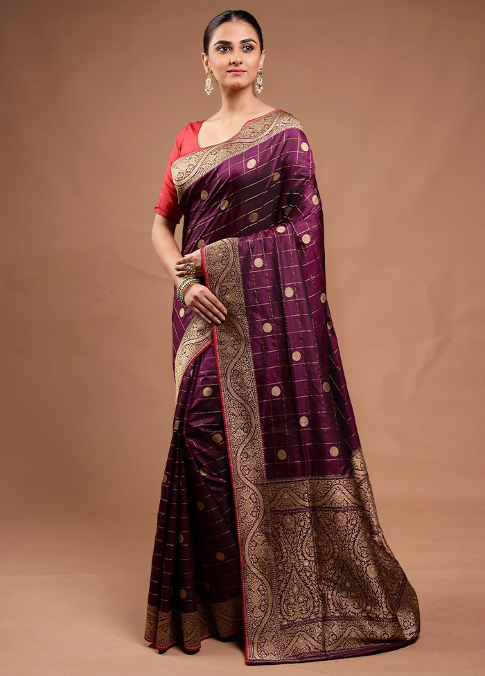 Wine Handloom Katan Pure Silk Saree With Blouse Piece Buy Cheap Low Cost