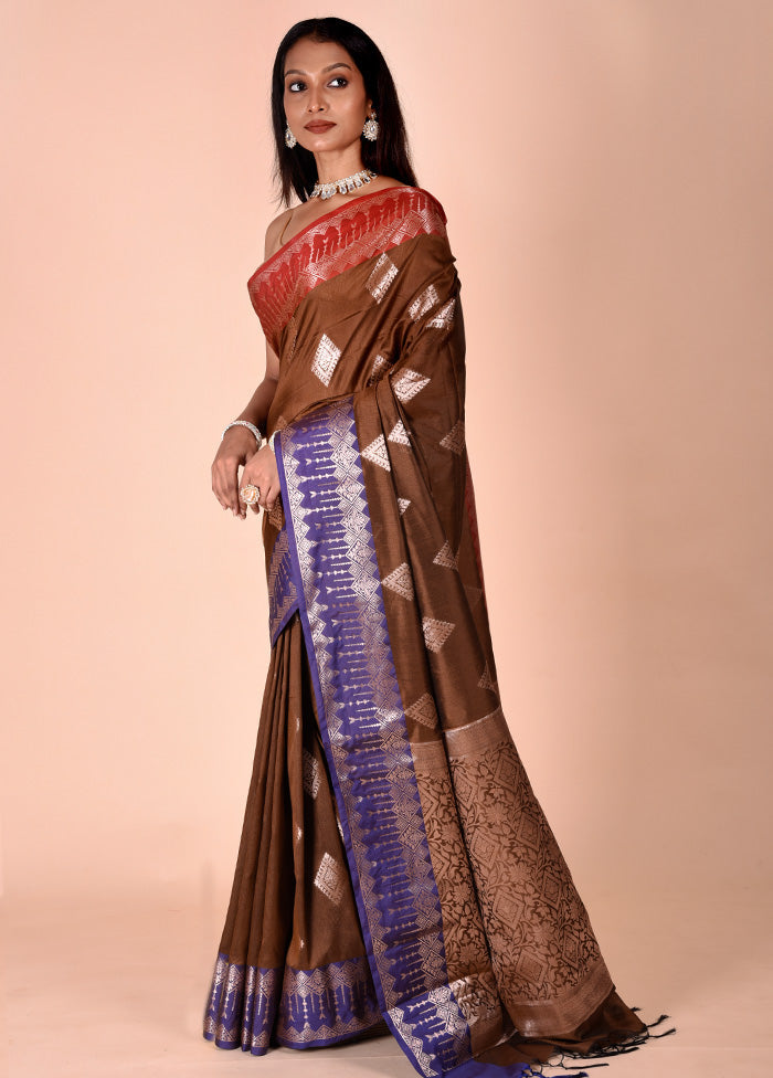 Brown Cotton Saree With Blouse Piece Shop For Sale