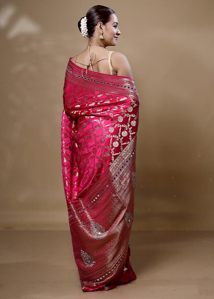 Pink Dupion Silk Saree With Blouse Piece Free Shipping Marketable