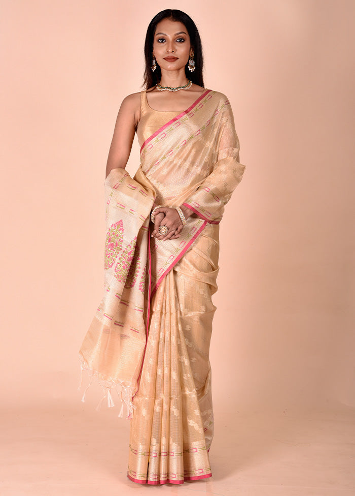 Cream Tissue Silk Saree With Blouse Piece Sale Amazon