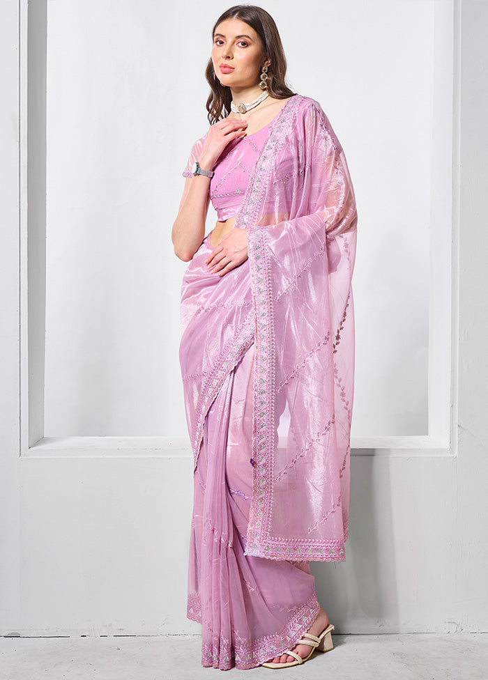 Purple Net Saree With Blouse Piece Outlet Locations Cheap Online