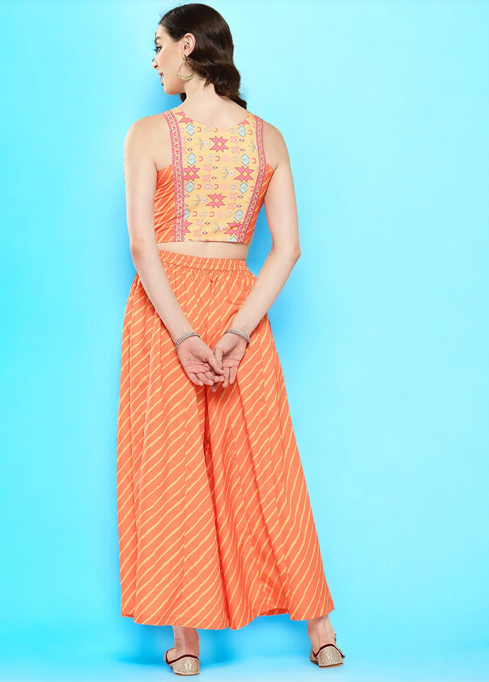 2 Pc Orange Readymade Silk Top Set Outlet Visit