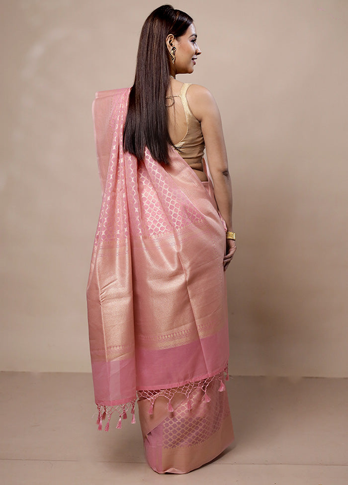 Pink Kora Silk Saree With Blouse Piece Shop For Cheap Online