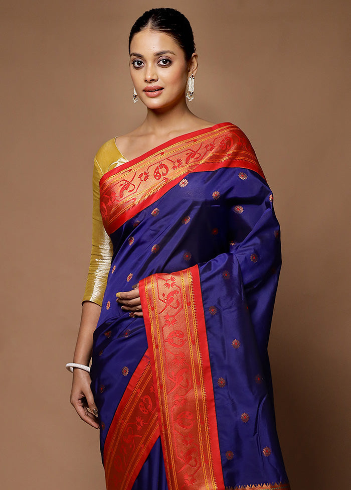 Blue Kanjivaram Silk Saree With Blouse Piece Sale Online Shop