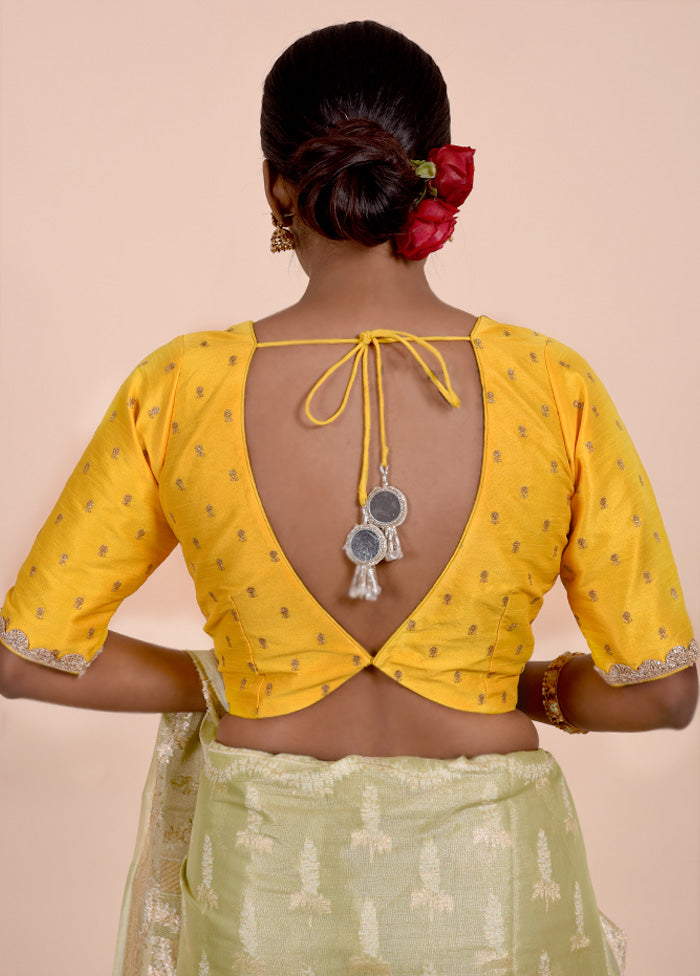 Yellow Dupion Silk Designer Blouse Where To Buy Low Pice