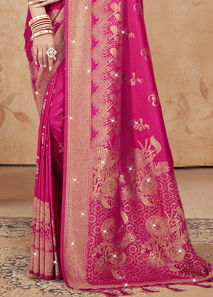 Pink Spun Silk Saree With Blouse Piece Sale Genuine