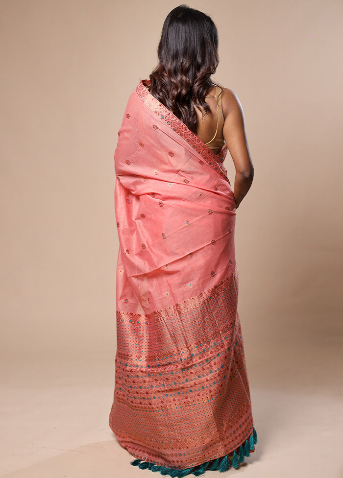 Pink Assam Silk Saree With Blouse Piece Outlet Online Shop