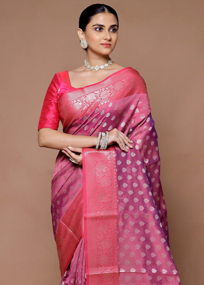 Pink Kora Silk Saree With Blouse Piece Footlocker Pictures Online