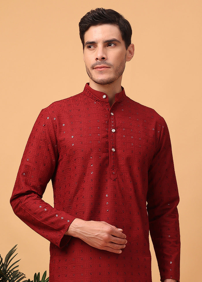 Red Viscose Embroidered Kurta Outlet Official Site