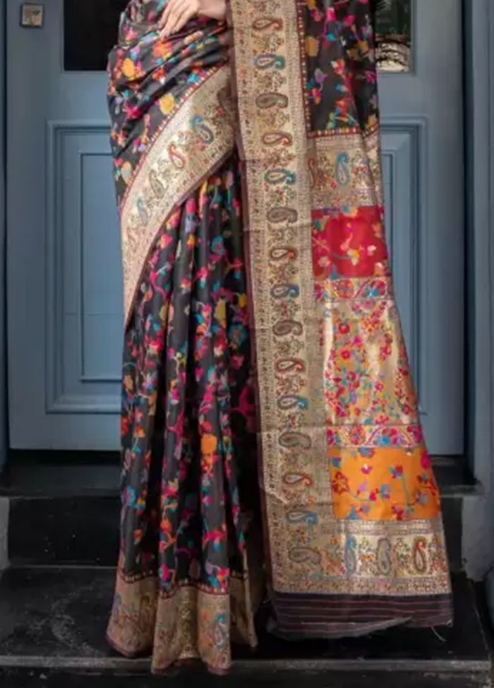 Multicolor Banarasi Silk Saree With Blouse Piece Collections For Sale