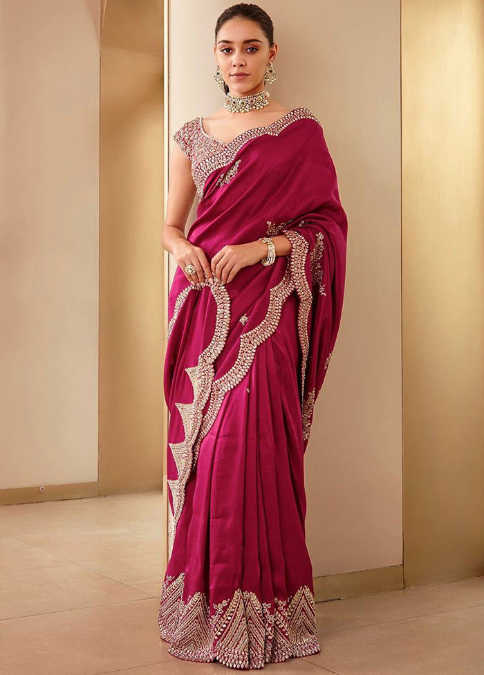 Maroon Spun Silk Saree With Blouse Piece Outlet Where Can You Find