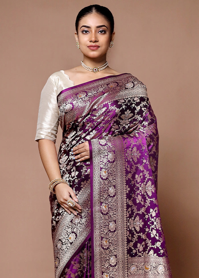 Purple Handloom Uppada Pure Silk Saree With Blouse Piece Clearance Eastbay